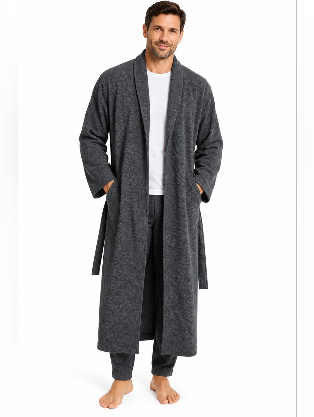 Nordstrom Men's Charcoal Shawl-Collar Cardigan Robe S8ze XL/XXL